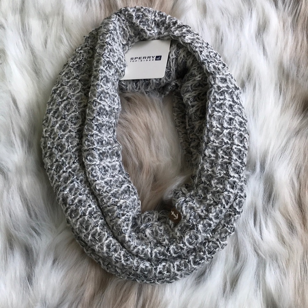 Sperry Grey And Silver Knit Scarf